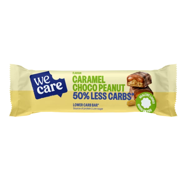BARRE CARAMEL CHOCOLAT CACAHUÈTES WECARE (35G) remplace ATKINS – Image 1